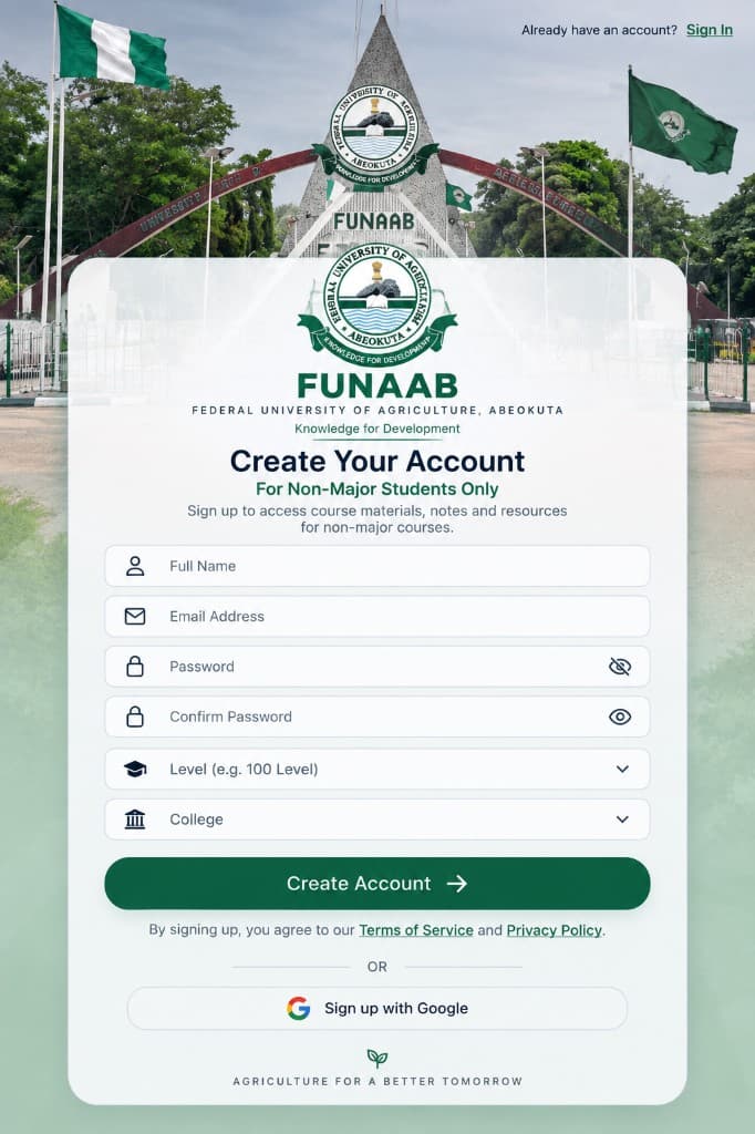FUNAAB campus entrance